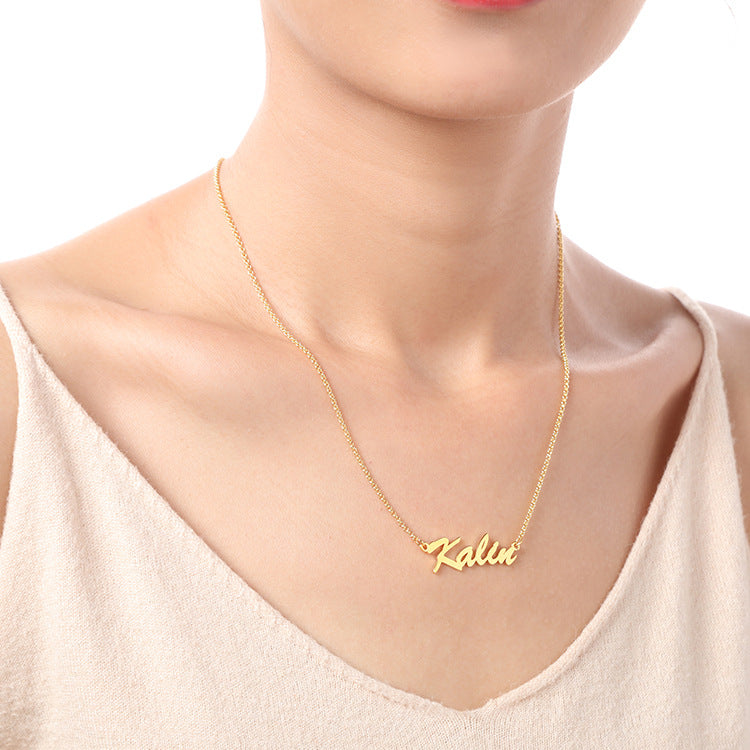 Custom name letter necklace pendant in silver—fashionable, creative design. Available for wholesale directly from the manufacturer.