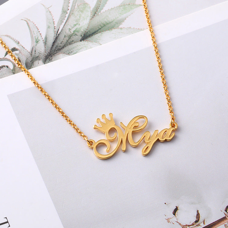 Fashion creative lettering custom private name letter necklace pendant silver jewelry