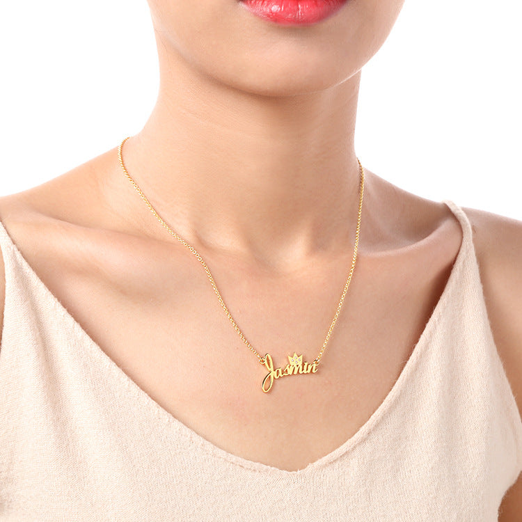 Custom zodiac name letter necklace with birthstone pendant—perfect for wholesale.