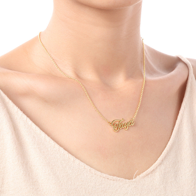 Custom name letter necklace pendant in silver, stylish personalized jewelry. Available for wholesale directly from the manufacturer.