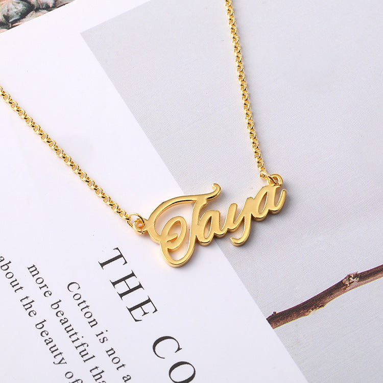 Custom name letter necklace pendant in silver, stylish personalized jewelry. Available for wholesale directly from the manufacturer.