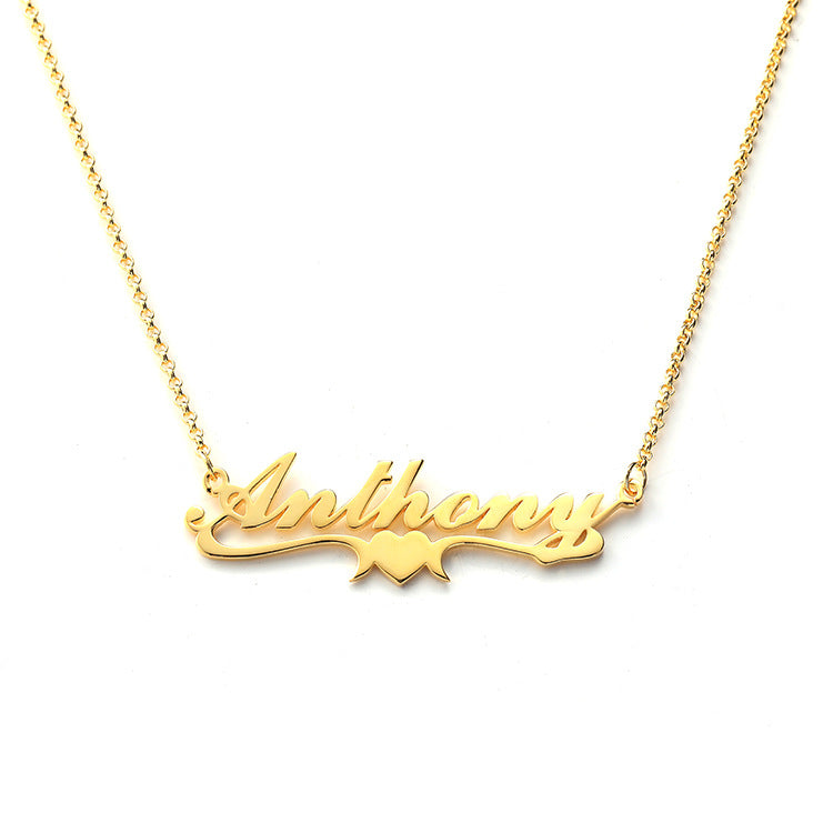 Fashion creative lettering custom private name letter necklace pendant silver jewelry