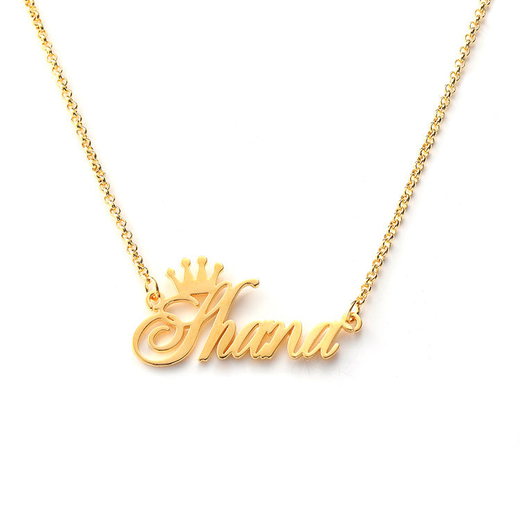 Custom crown letter name necklace, personalized pendant, creative fashion jewelry for unique style