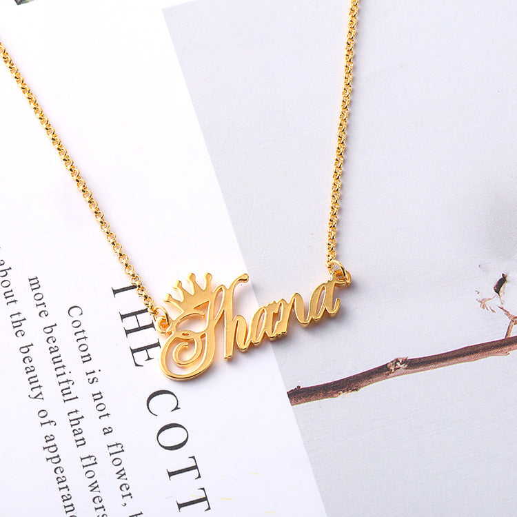 Custom crown letter name necklace, personalized pendant, creative fashion jewelry for unique style