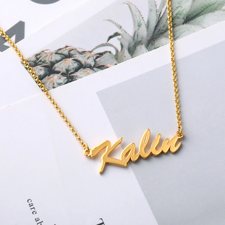 Custom name letter necklace pendant in silver—fashionable, creative design. Available for wholesale directly from the manufacturer.