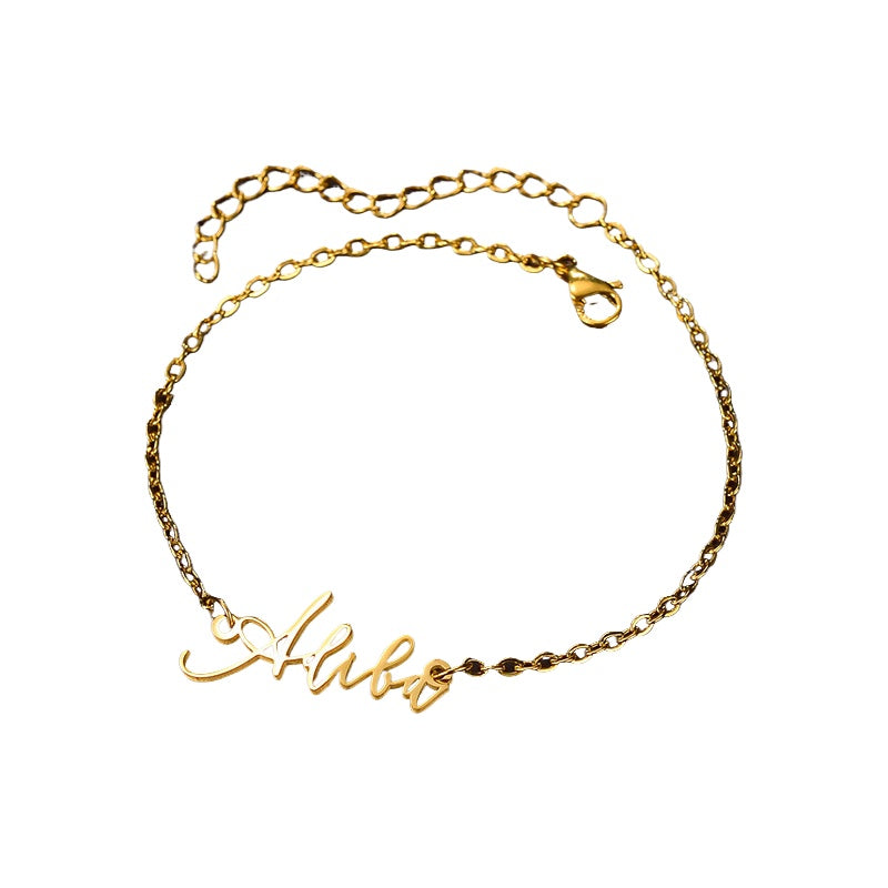 Jewelry Stainless Steel Letter Necklace Bracelet Personalized DIY English Name Trendy Clavicle Chain Set