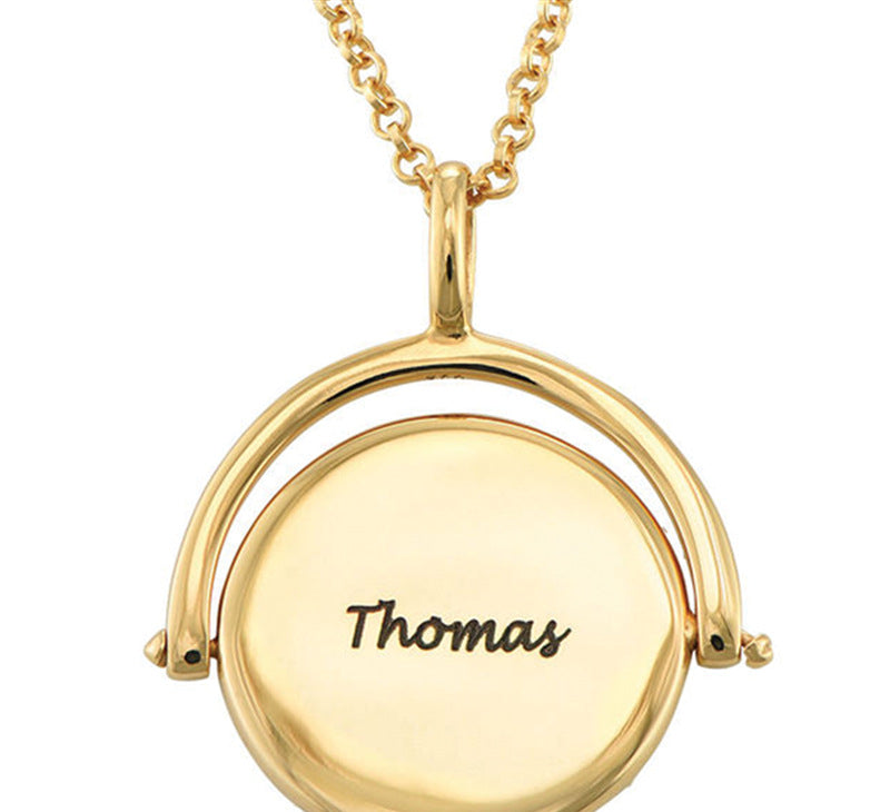 Rotatable Round DIY Personalized Lettering Necklace – Simple Holiday Commemorative Gift