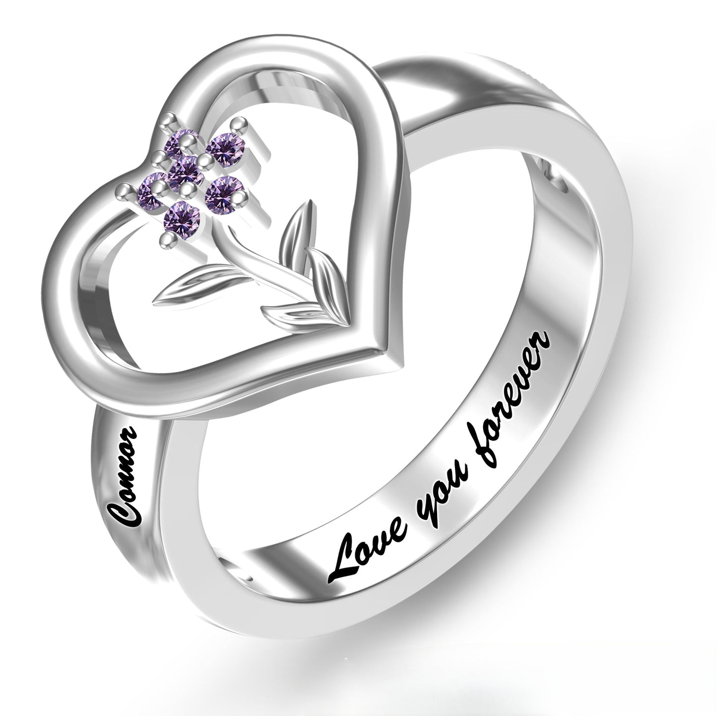 DIY engraved name ring 12 birthday stone jewelry rose ring birthday gift