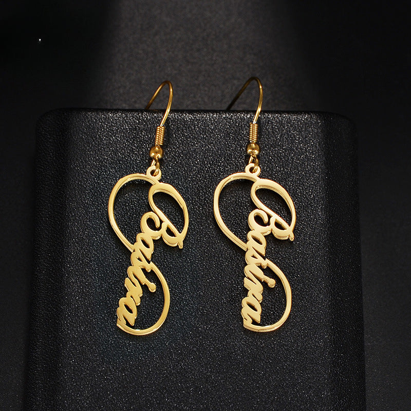 Hot selling personalized creative letter earrings for women hot selling name titanium steel earrings earrings