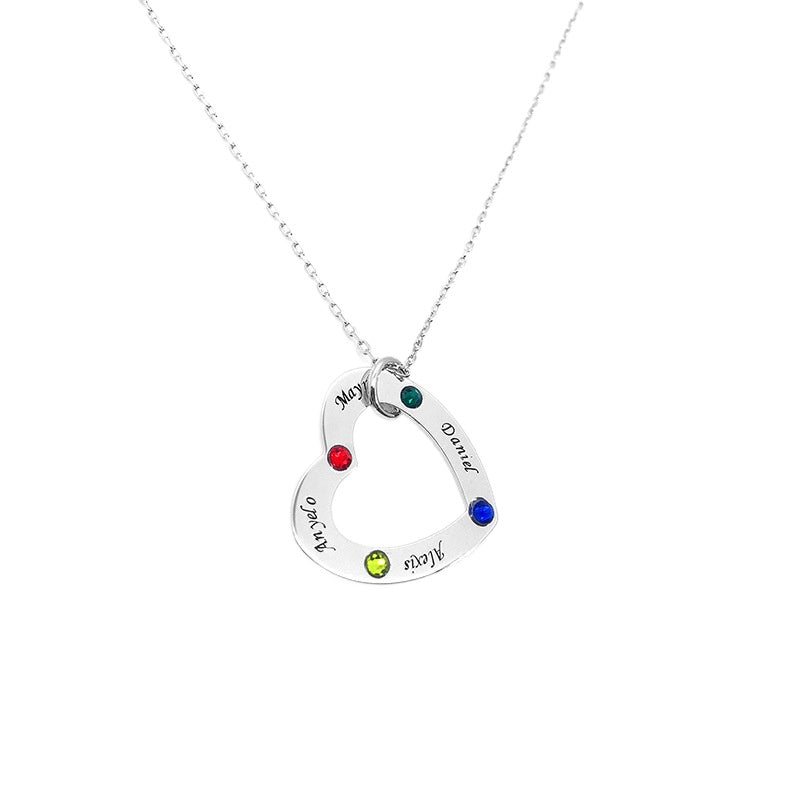 Trending S925 Silver Heart Pendant Necklace with Personalized Engraving and Gemstones – the perfect gift for couples to celebrate love and special memories