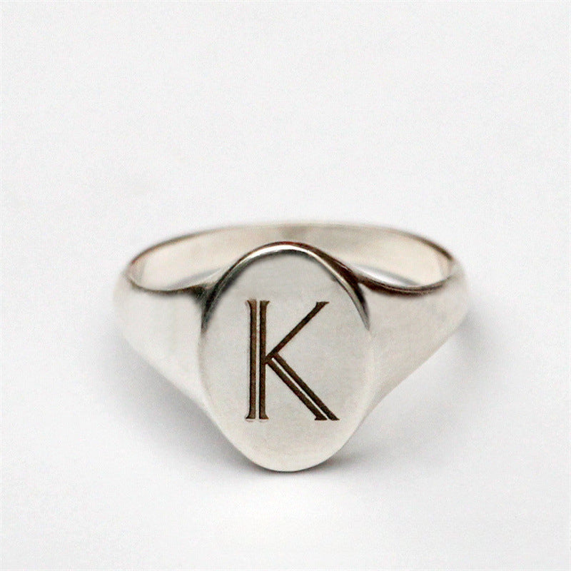 Hot-selling 925 silver letter ring with 18k gold plating. Non-fading, creative design.