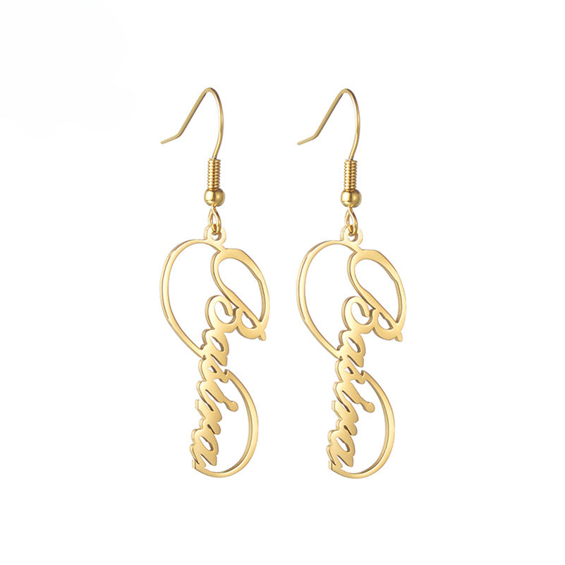 Hot selling personalized creative letter earrings for women hot selling name titanium steel earrings earrings