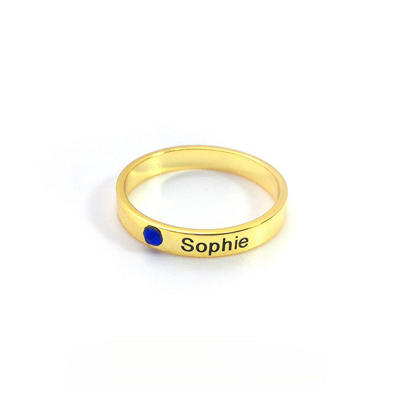 Hot-selling personalized custom-made S925 sterling silver birthstone lettering ring for parents and friends