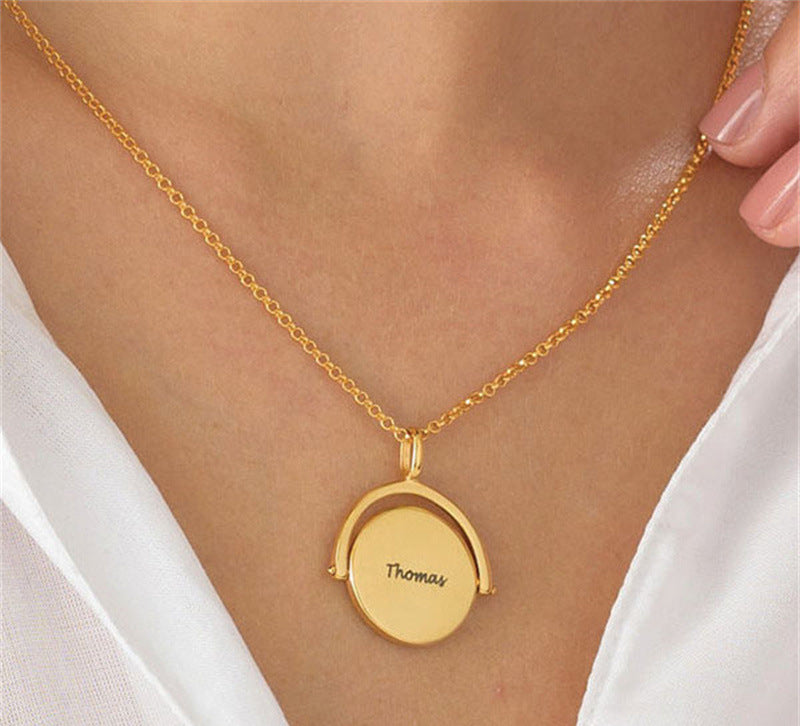 Rotatable Round DIY Personalized Lettering Necklace – Simple Holiday Commemorative Gift