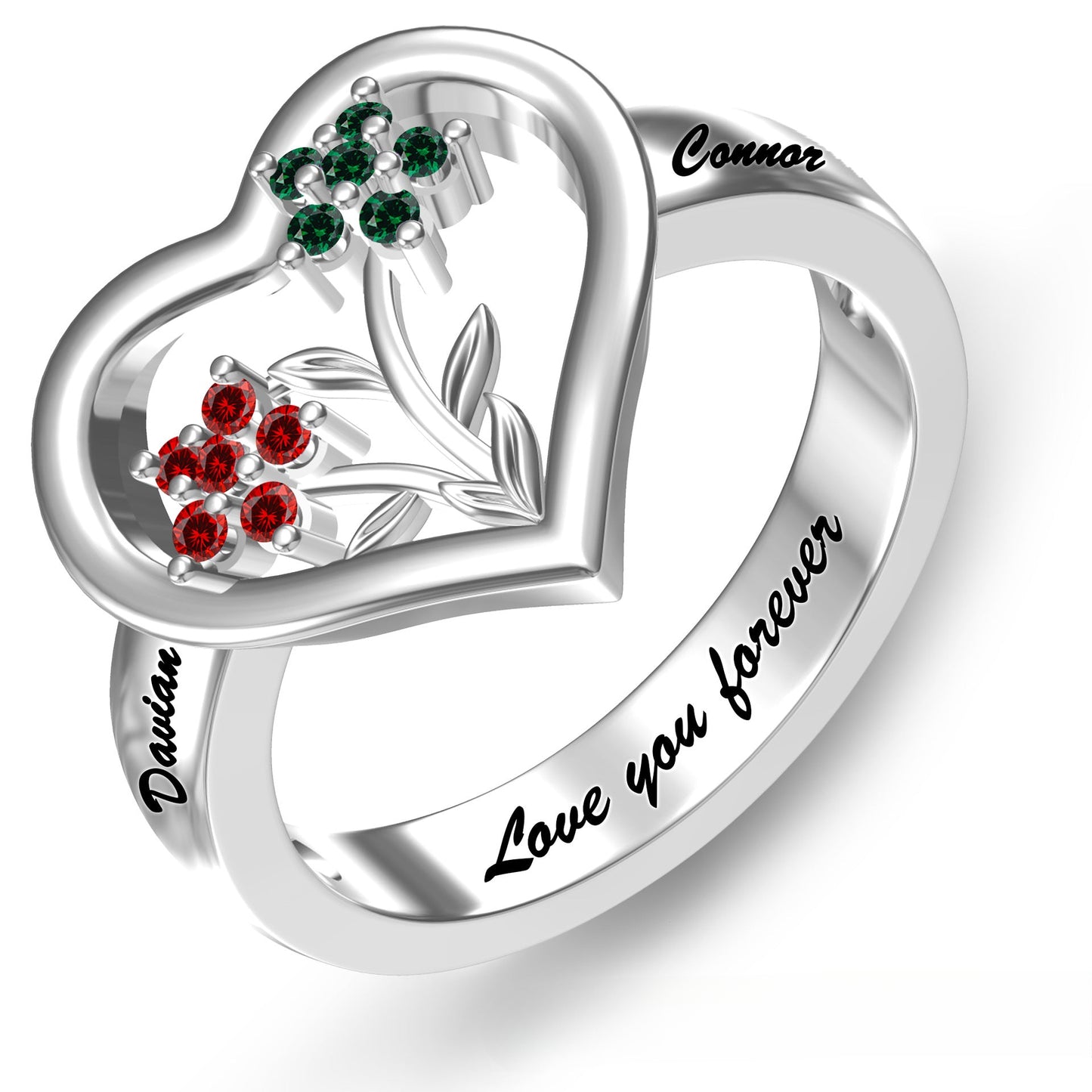 DIY engraved name ring 12 birthday stone jewelry rose ring birthday gift