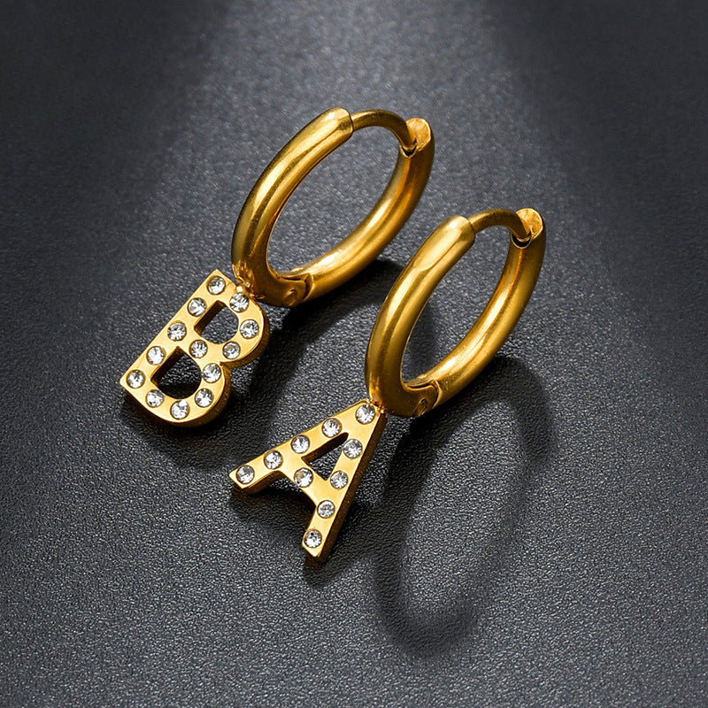 Popular stainless steel letter earrings, one minimum English name earrings, ear buckles, couple jewelry