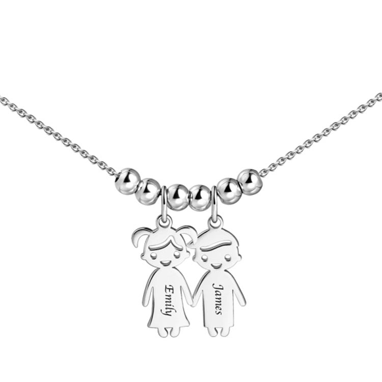 Wholesale S925 sterling silver villain doll tag necklace for kids and women. Perfect pendant jewelry.