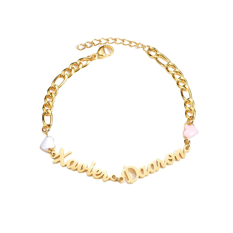 New stainless steel DIY multiple letter bracelet creative color oil drop love splicing hand jewelry for women