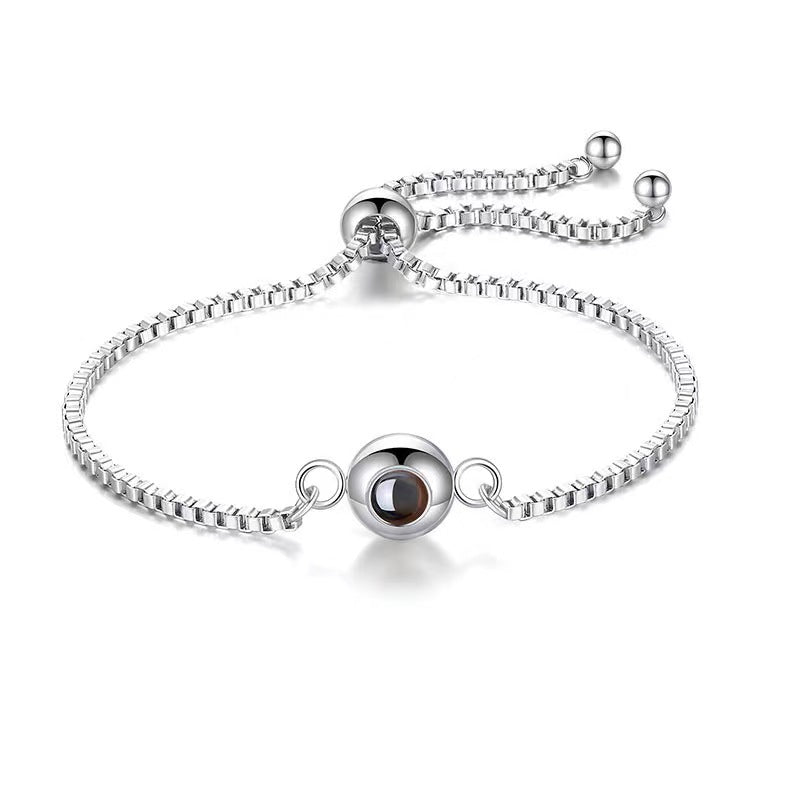 100 Languages 'I Love You' Nano Projection Stainless Steel Bracelet, Custom Text & Photo Engraving