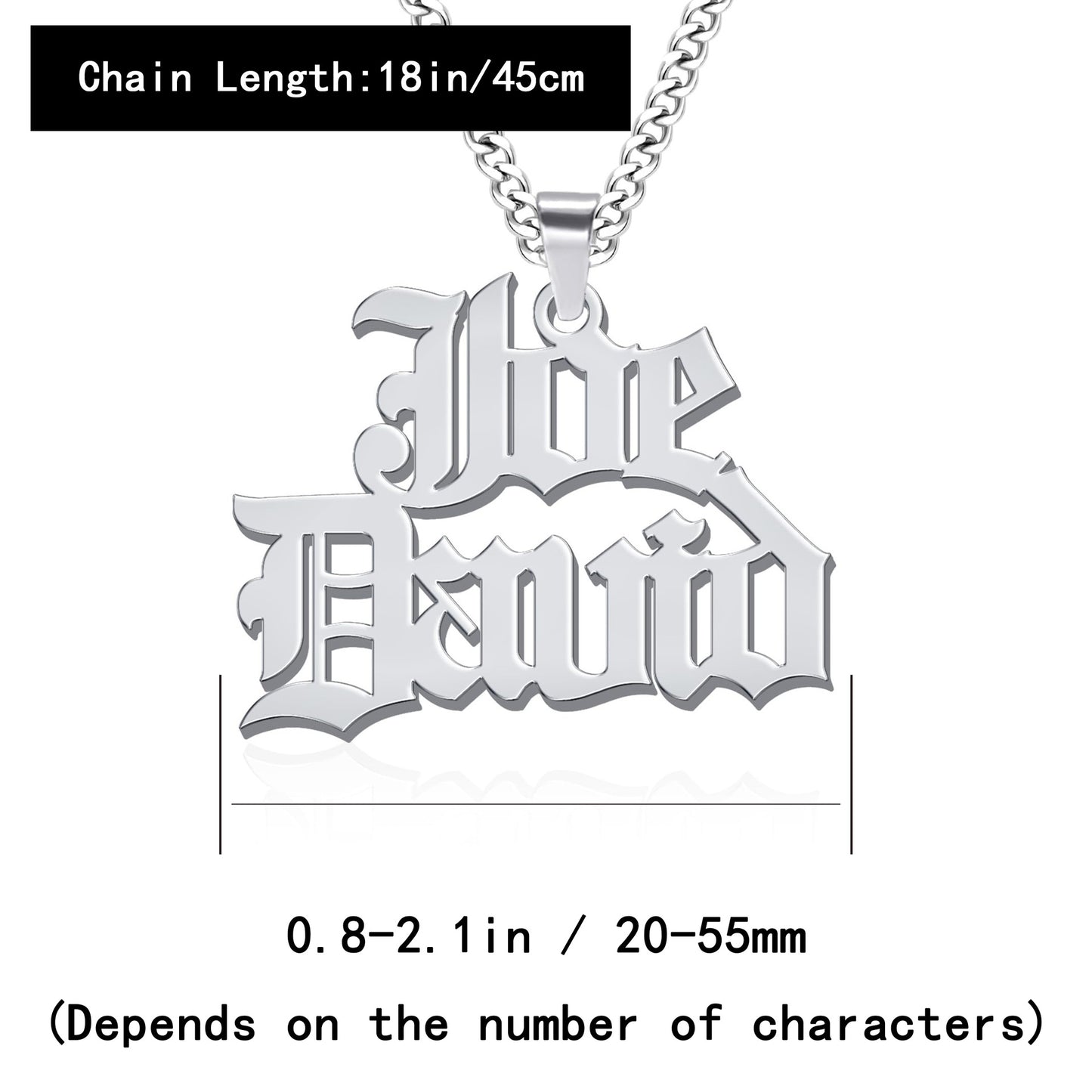 Custom stainless steel name necklace pendants for men and women, made of durable titanium steel. Perfect for personalized jewelry and foreign trade.