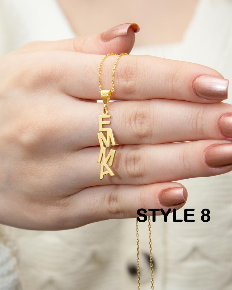 Hot Sale S925 Silver Vertical Name Necklace - Personalized Pendant for Women & Couples, Perfect Gift.