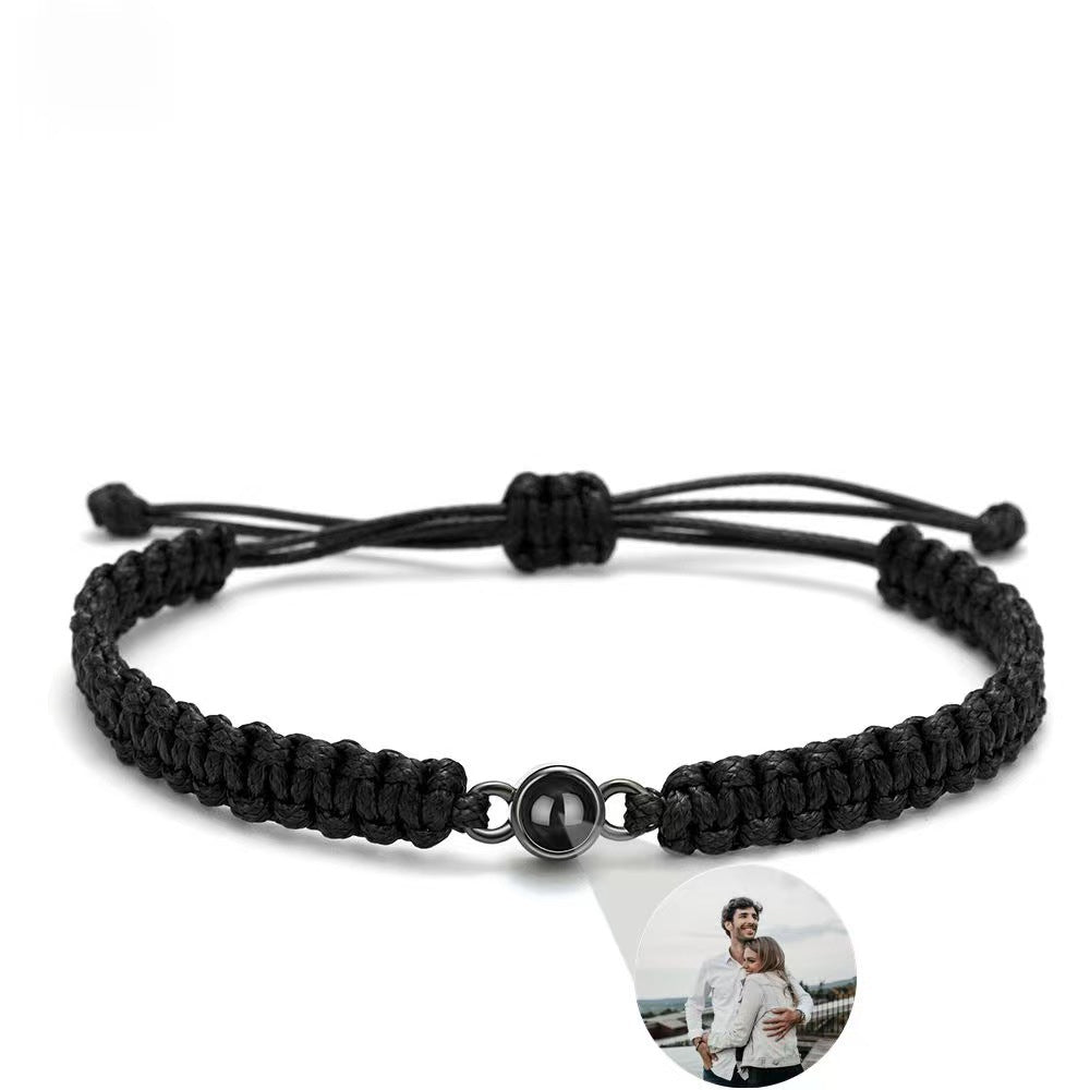 One Hundred I Love You Languages Projection Bracelet Braided Bracelet for Men and Women Custom Engraved Photo Memorial Gift