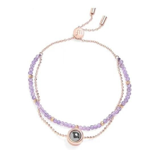 New 100 Languages Romantic Photo Projection Beaded Bracelet with Customizable Colorful 520 Design. Perfect for gifts!