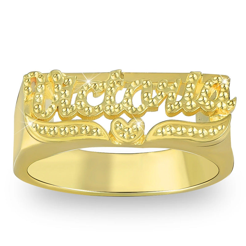 New car flower English name love logo domineering fashion ring woman