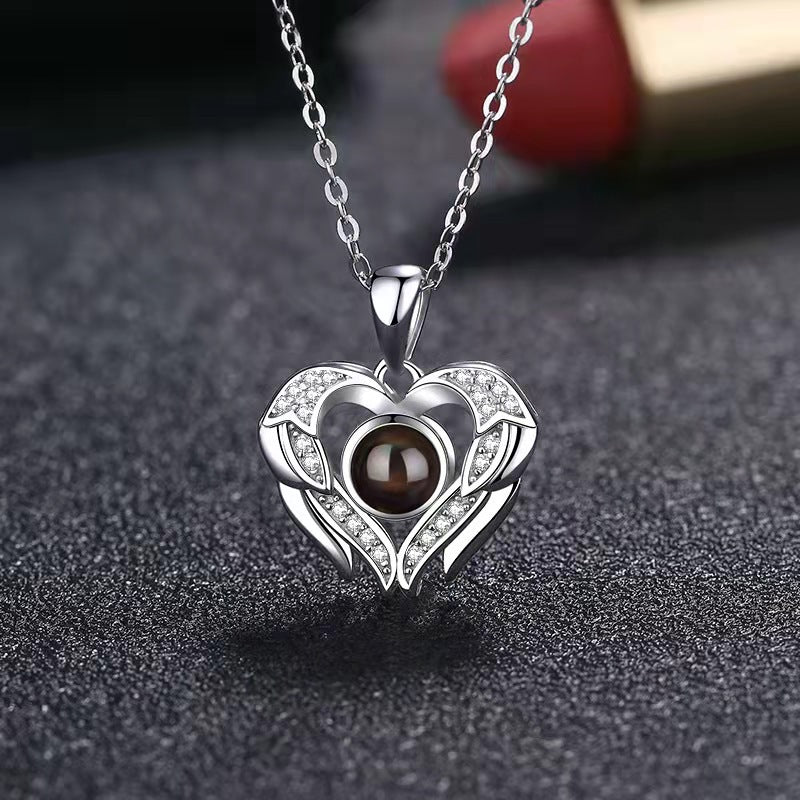 925 Silver Photo Necklace – Custom "I Love You" Pendant, Perfect Gift for Her.