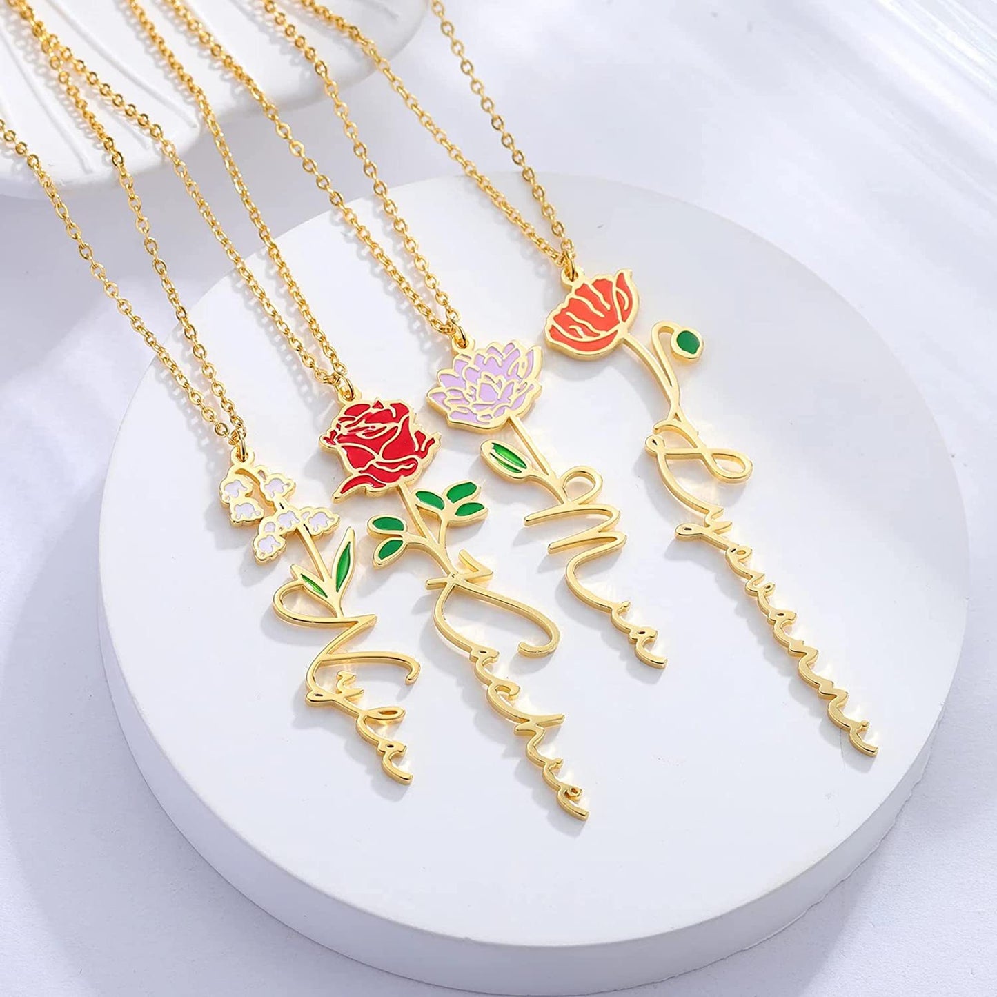 Personalized Birth Flower Necklace | December Birthstone Jewelry | Ideal Gift for Women and Sisters