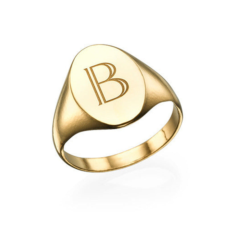 Hot-selling 925 silver letter ring with 18k gold plating. Non-fading, creative design.