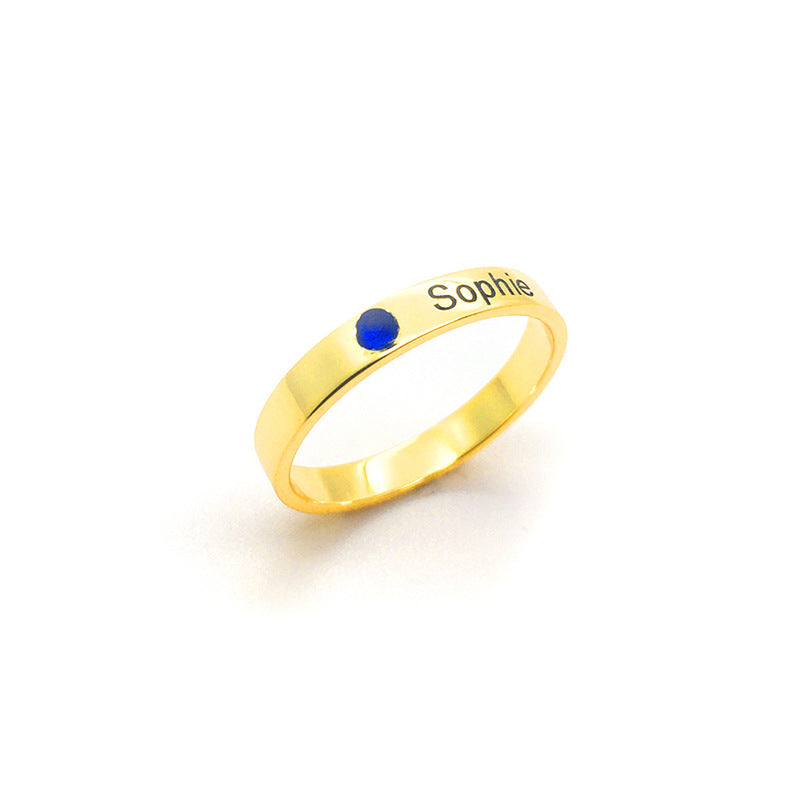 Hot-selling personalized custom-made S925 sterling silver birthstone lettering ring for parents and friends