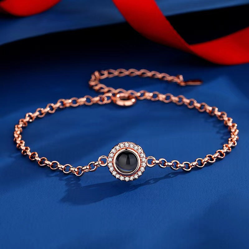 New hot-selling projection bracelet with customizable photo, "I Love You" in 100 languages, nano technology.