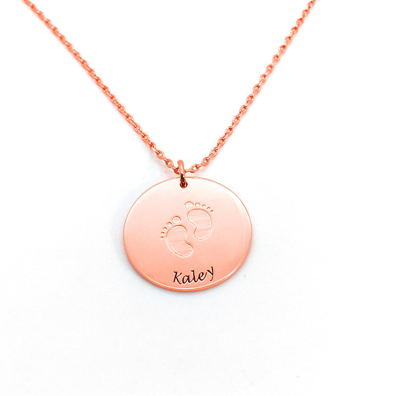 Jewelry: Classic S925 Silver Baby Footprint Round Pendant Necklace – Ideal Gift for Moms