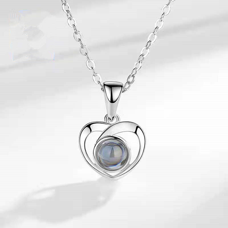 925 sterling silver heart necklace for women. Stylish and lightweight clavicle chain with raised pendant, a gift for Valentine's Day or Chinese Valentine's Day