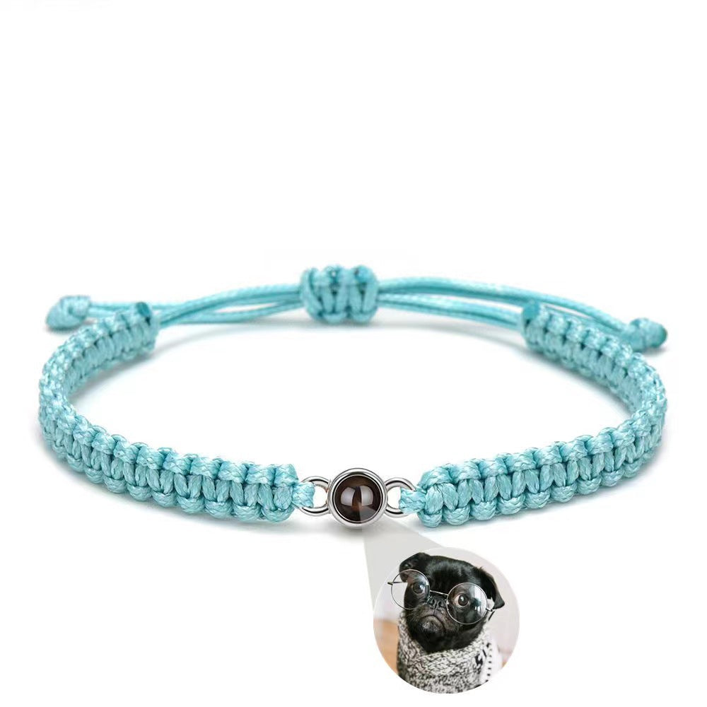 One Hundred I Love You Languages Projection Bracelet Braided Bracelet for Men and Women Custom Engraved Photo Memorial Gift