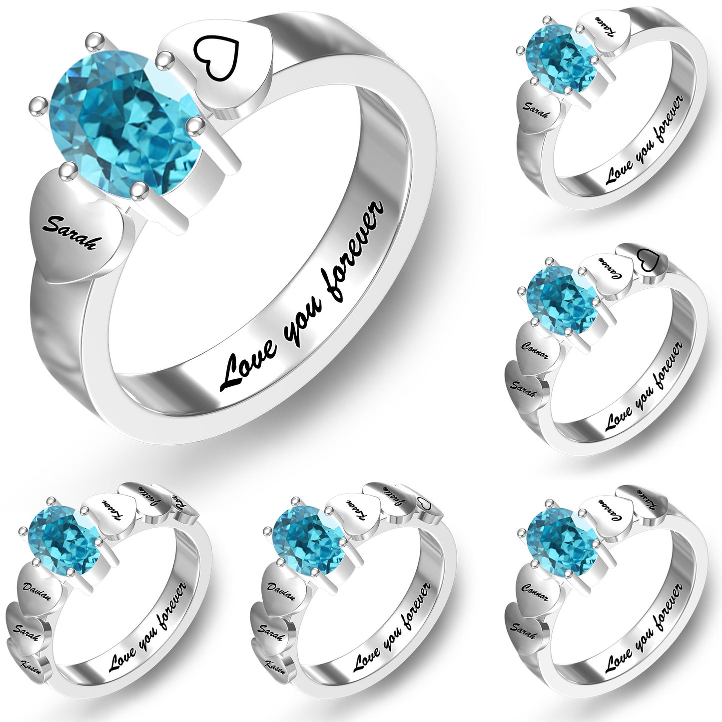 S925 sterling silver name ring 12 kinds of birthstone engraved bracelet jewelry manufacturer
