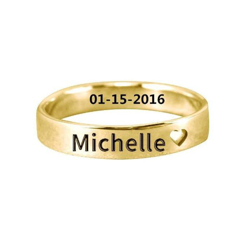 Fashion minimalist design plain circle lettering hollow small love ring as a gift for family