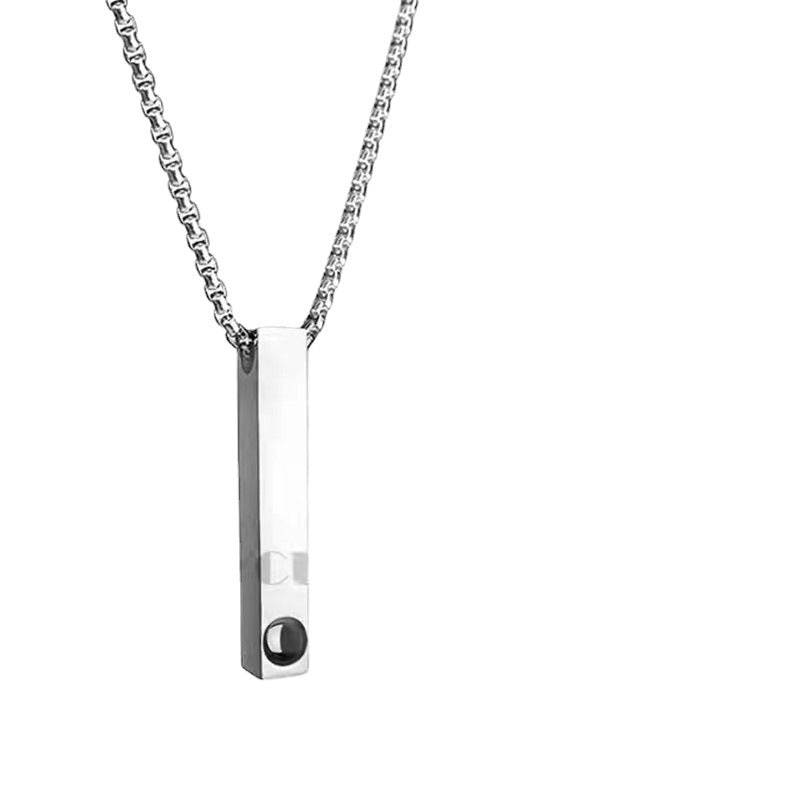 100 Languages Titanium Projection Necklace – custom photo/text, stylish and luxurious.