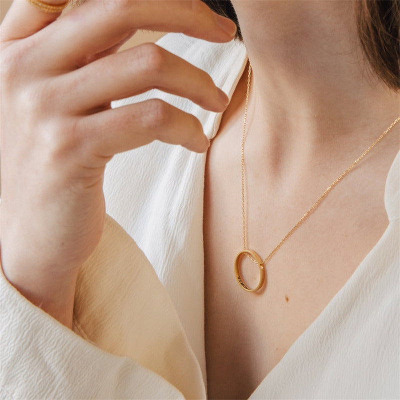 Classic European and American Style: Personalized Yin-Yang Fingerprint Pendant Necklace in Gold-Plated S925 Sterling Silver.