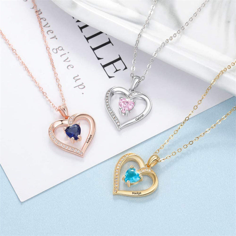 Elegant 925 Silver Heart Zircon Love Pendant Necklace - Perfect Valentine's Day Gift