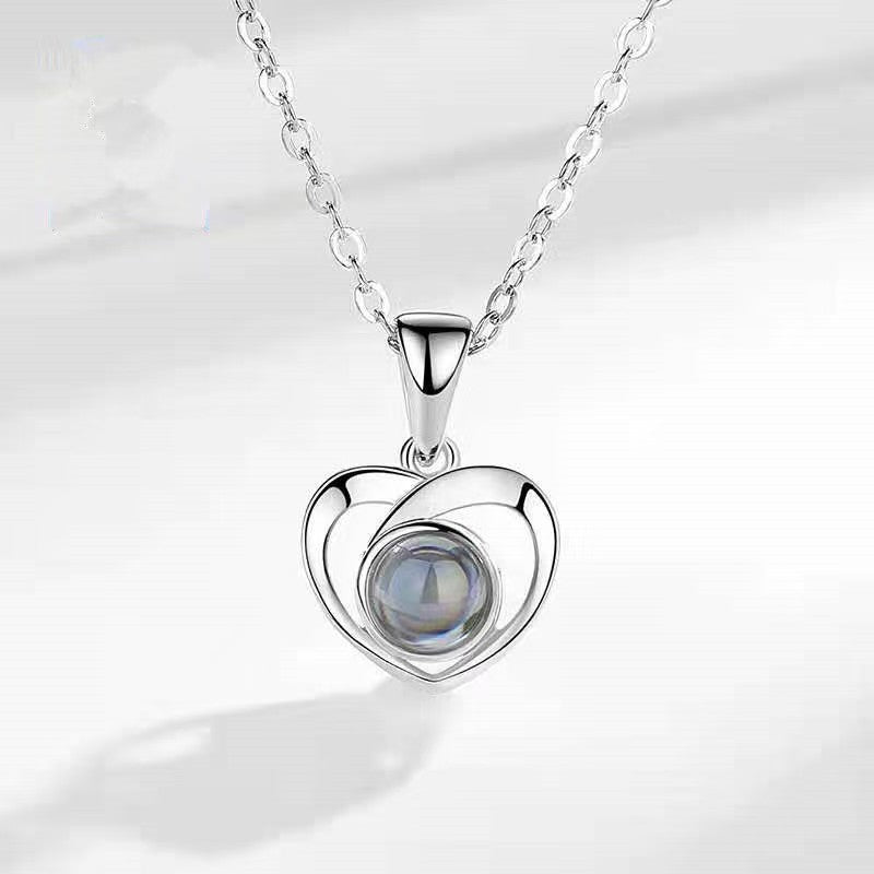925 sterling silver heart necklace for women. Stylish and lightweight clavicle chain with raised pendant, a gift for Valentine's Day or Chinese Valentine's Day