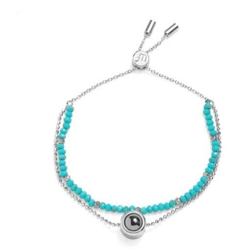 New 100 Languages Romantic Photo Projection Beaded Bracelet with Customizable Colorful 520 Design. Perfect for gifts!