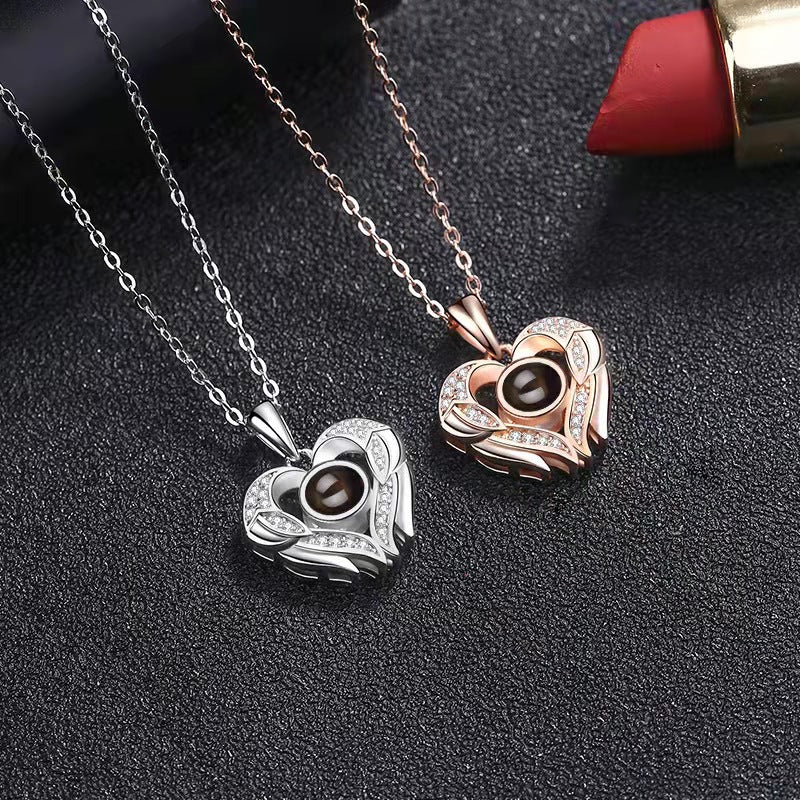 925 Silver Photo Necklace – Custom "I Love You" Pendant, Perfect Gift for Her.