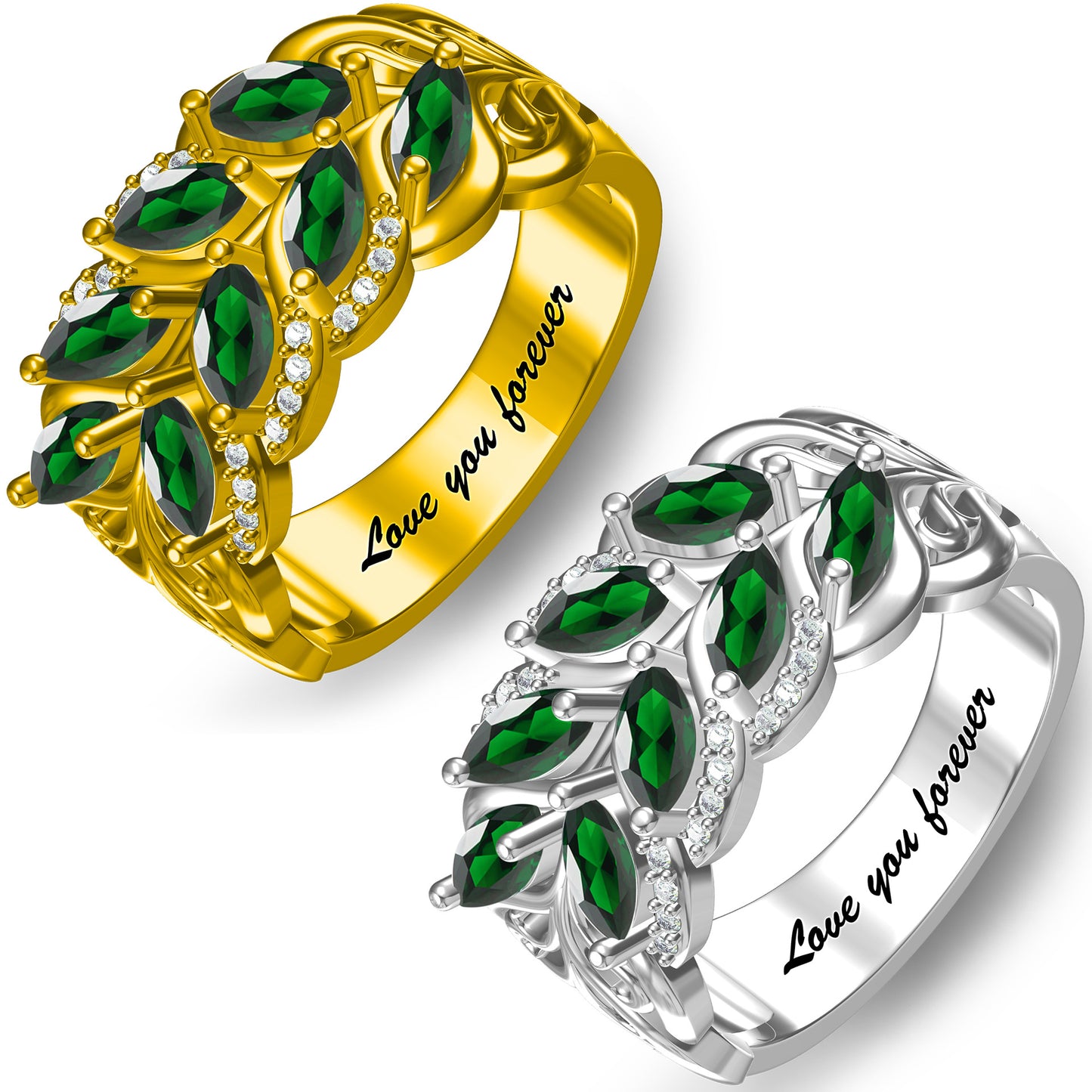Marquise 12 birthstone name ring, custom engraving available. Perfect birthday gift