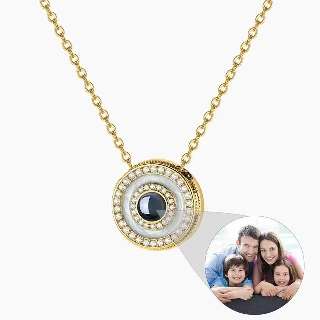 Custom "I Love You" projection necklace in 100 languages, nano photo engraving, perfect for Christmas gifts.