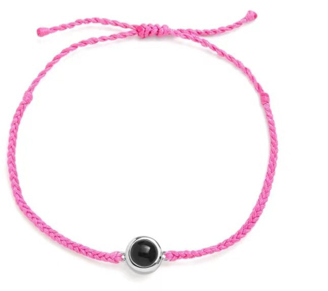 Handmade braided bracelet for women, featuring "I Love You" in 100 languages. Simple Korean style, perfect for friends or as a trendy gift.