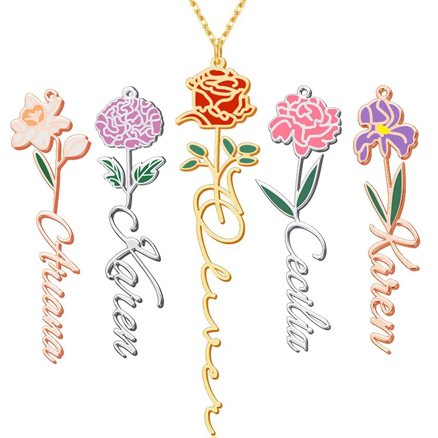 Personalized Birth Flower Necklace | December Birthstone Jewelry | Ideal Gift for Women and Sisters