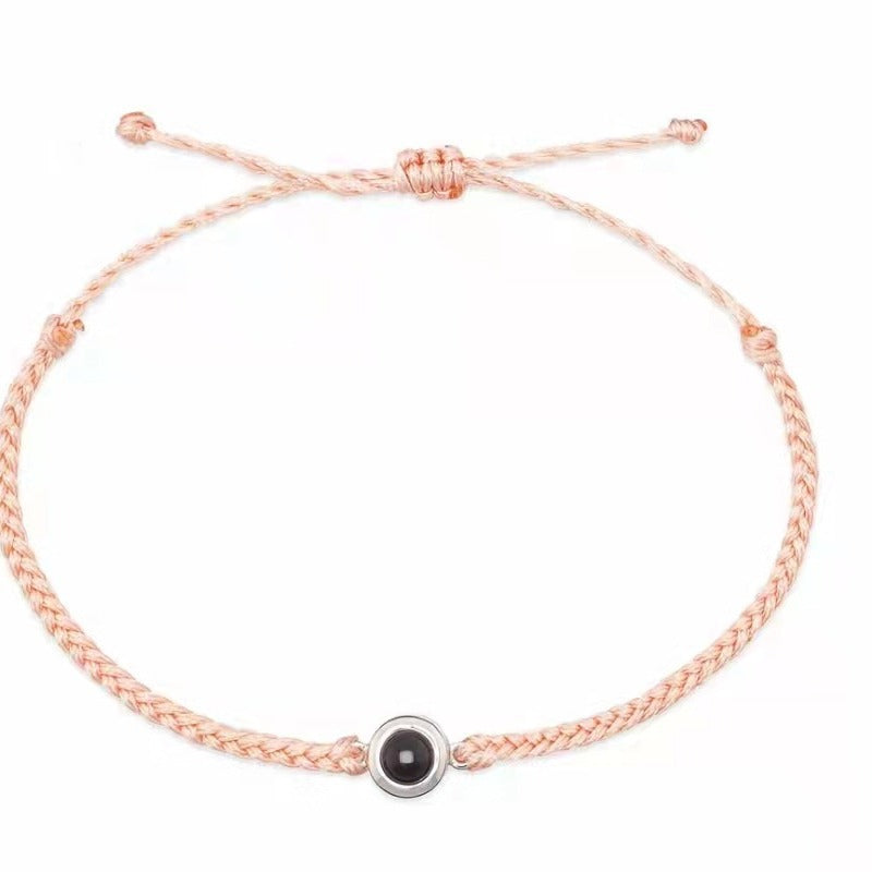 Handmade braided bracelet for women, featuring "I Love You" in 100 languages. Simple Korean style, perfect for friends or as a trendy gift.