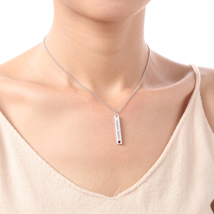 Fashion, lettering geometric birthstone necklace pendant collarbone silver jewelry, custom wholesale